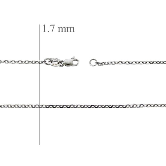 16" Cable Rolo Link Chain 14K White Gold Necklace - Picture 3 of 3